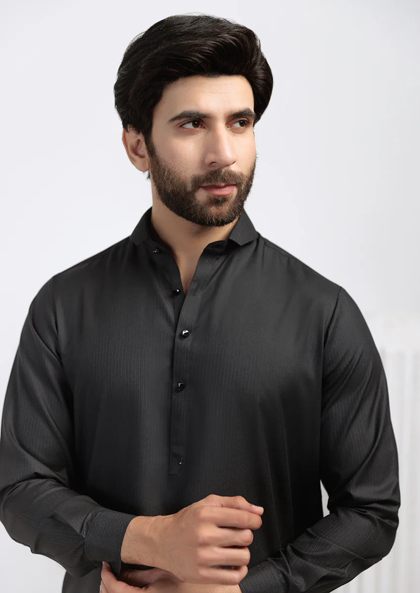 Black-Blended-Kurta Shalwar - (M25KSS1006) - Image 6
