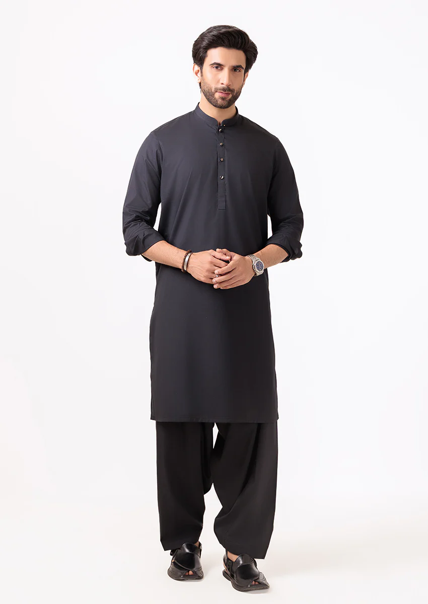 Black-Cotton-Kurta Shalwar - (M25KSS1007) - Image 4