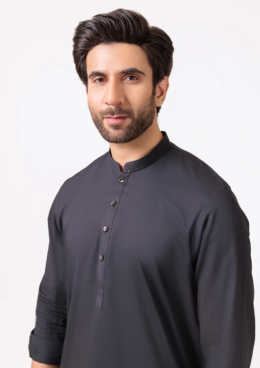 Black-Cotton-Kurta Shalwar - (M25KSS1007) - Image 5