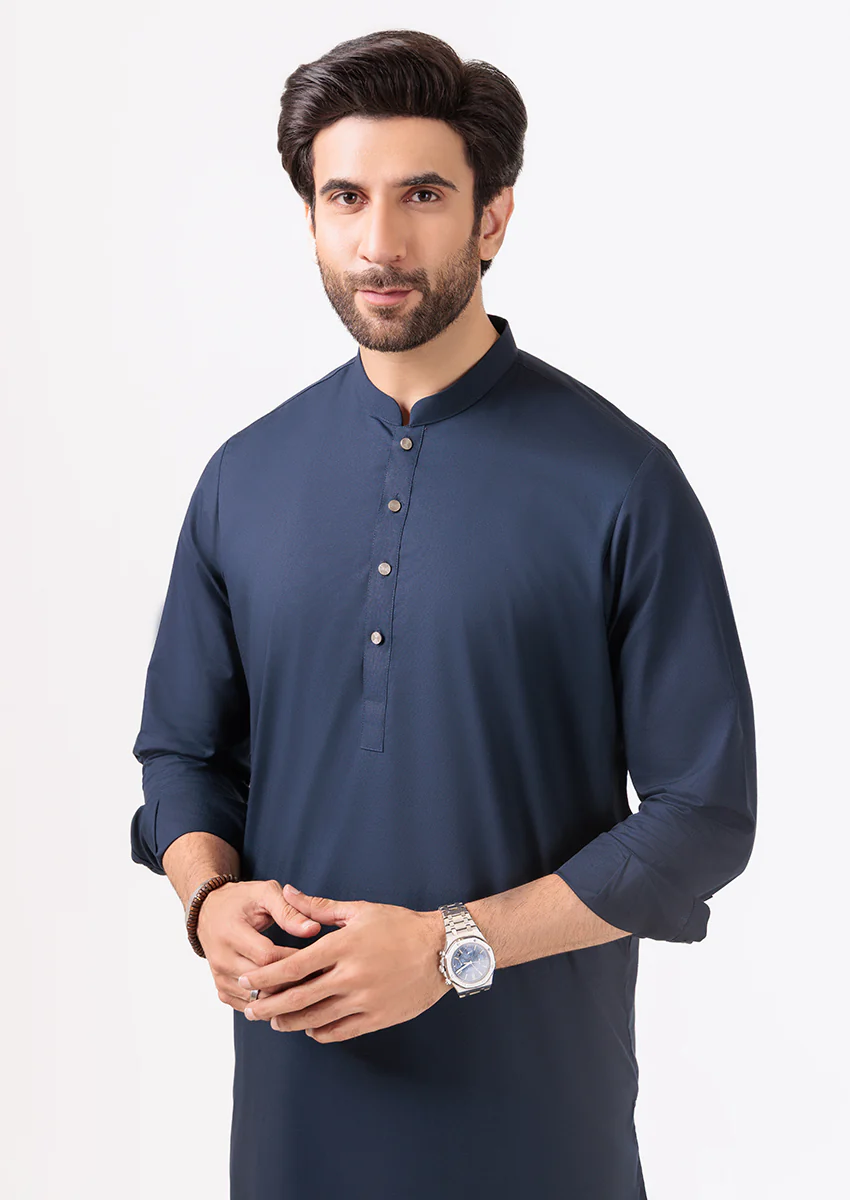 N-Blue-Cotton-Kurta Shalwar - (M25KSS1009) - Image 4