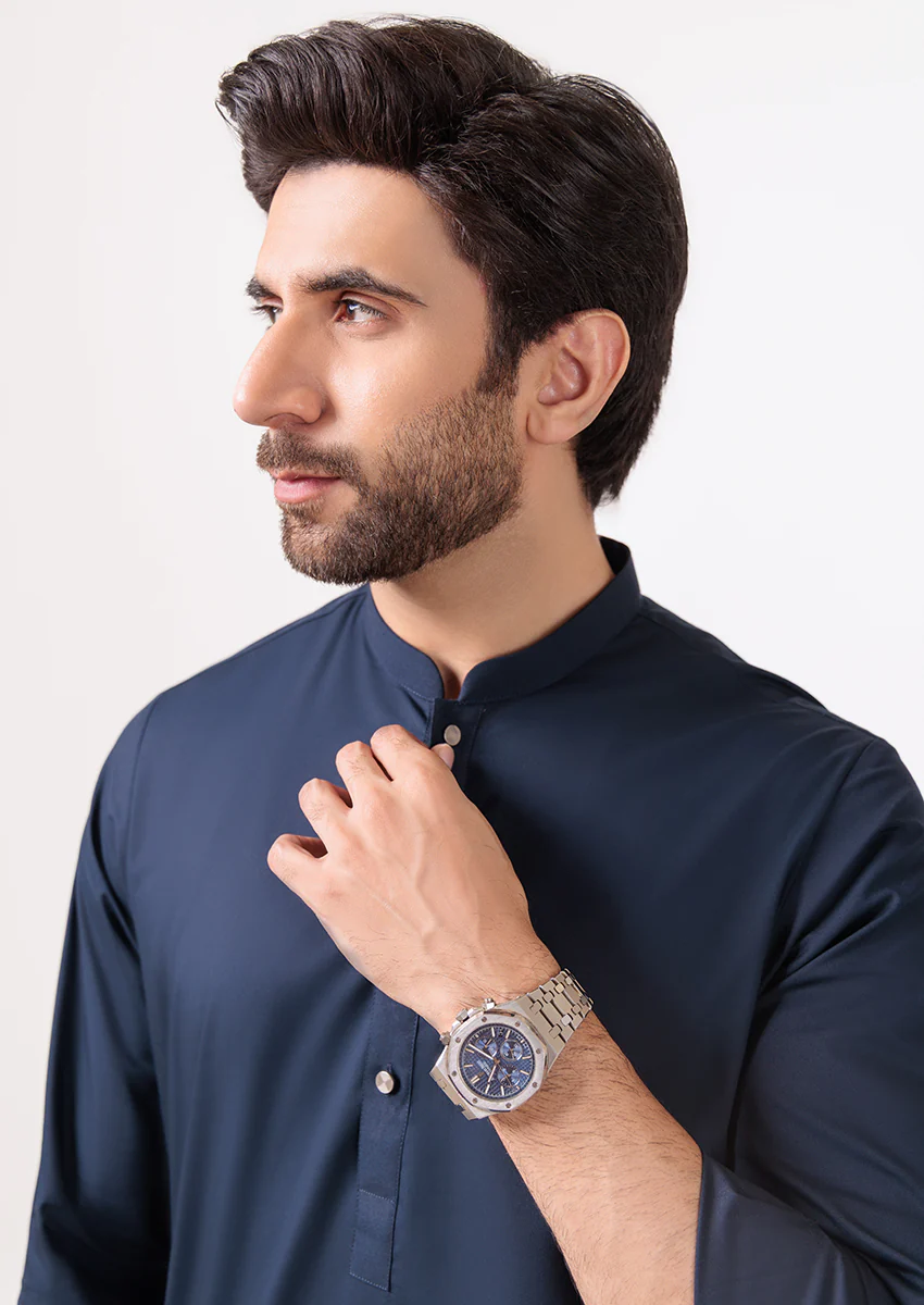 N-Blue-Cotton-Kurta Shalwar - (M25KSS1009) - Image 5