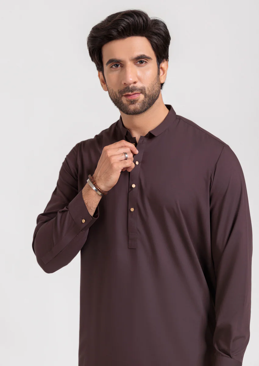 D-Brown-Blended-Kurta Shalwar - (M25KSS1011) - Image 4