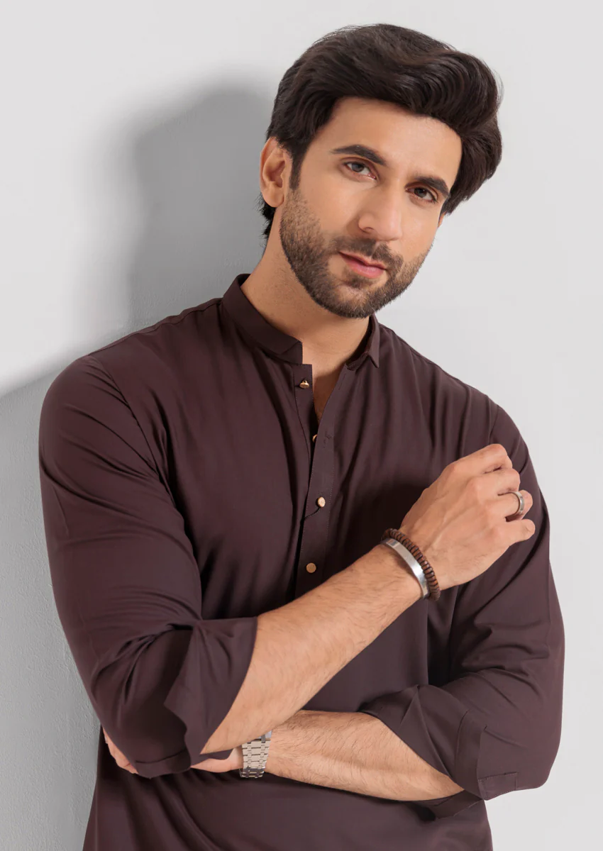 D-Brown-Blended-Kurta Shalwar - (M25KSS1011) - Image 6