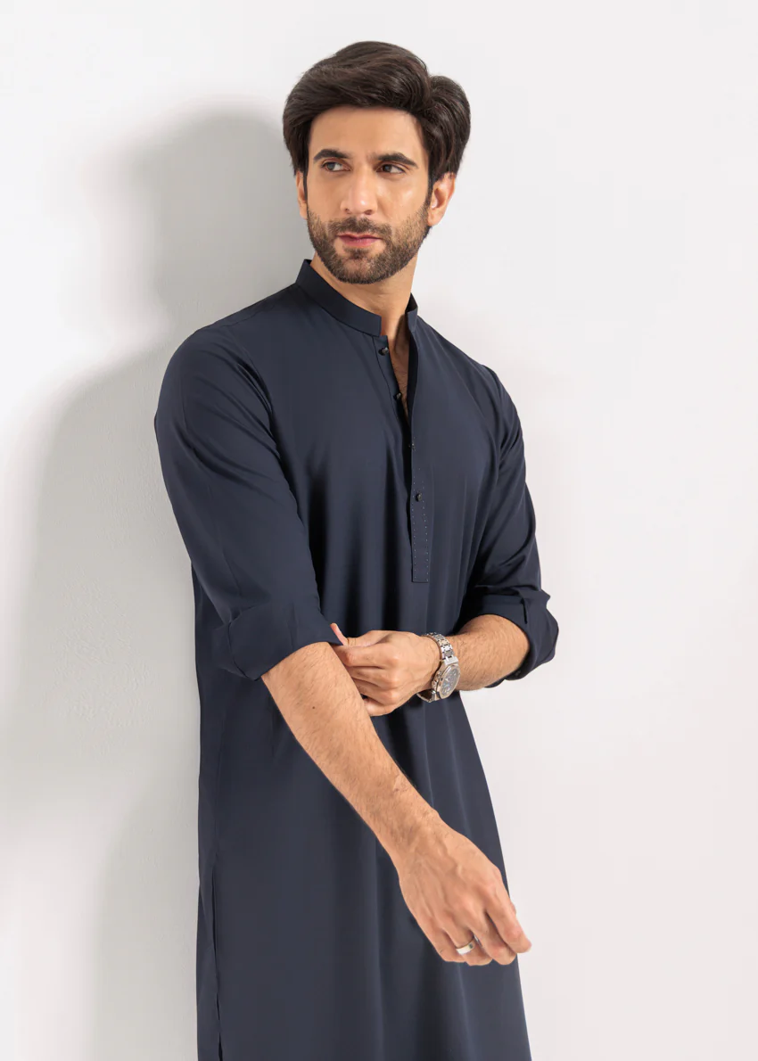 N-Blue-Blended-Kurta Shalwar - (M25KSS1012) - Image 3