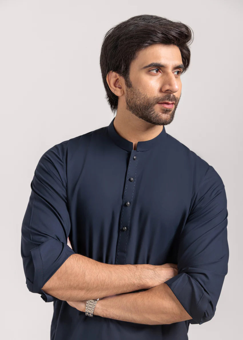 N-Blue-Blended-Kurta Shalwar - (M25KSS1012) - Image 5