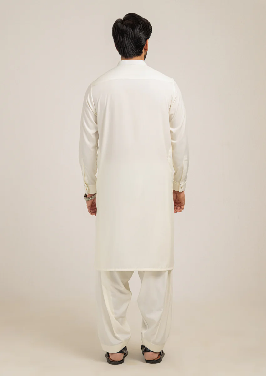 O-White-Blended-Kurta Shalwar - (M25KSS1013) - Image 2