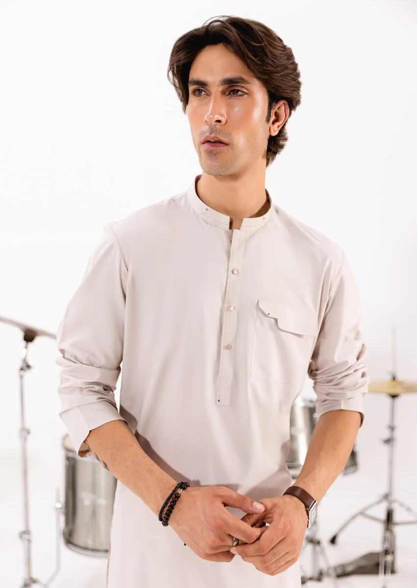 L-Peach-Blended-Kurta Shalwar - (M25KSS1015) - Image 5