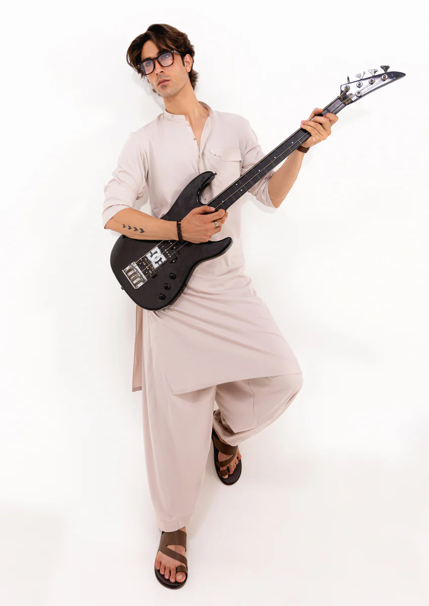 L-Peach-Blended-Kurta Shalwar - (M25KSS1015) - Image 6