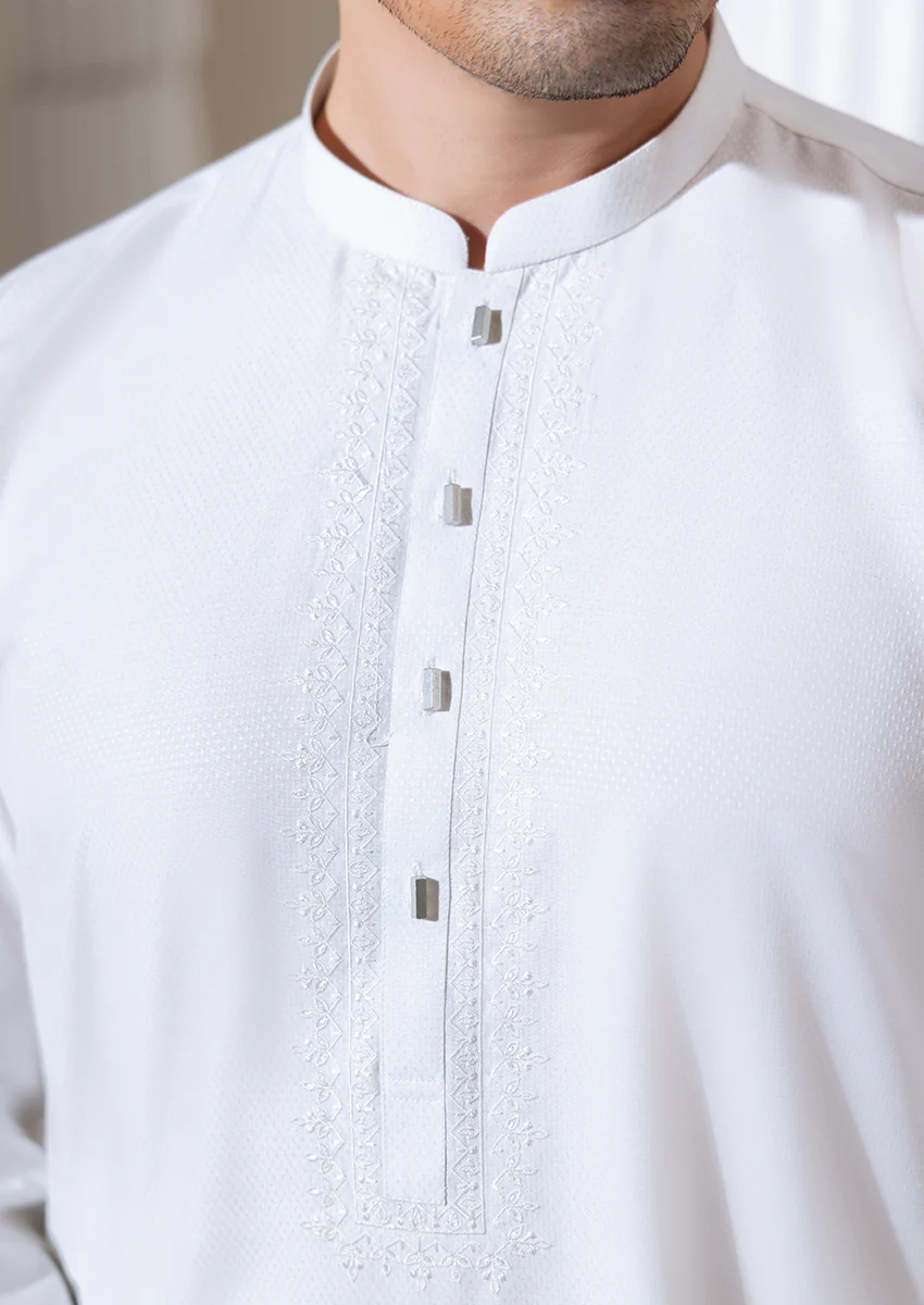 White-Blended-Kurta - (M25KUS1001) - Image 5