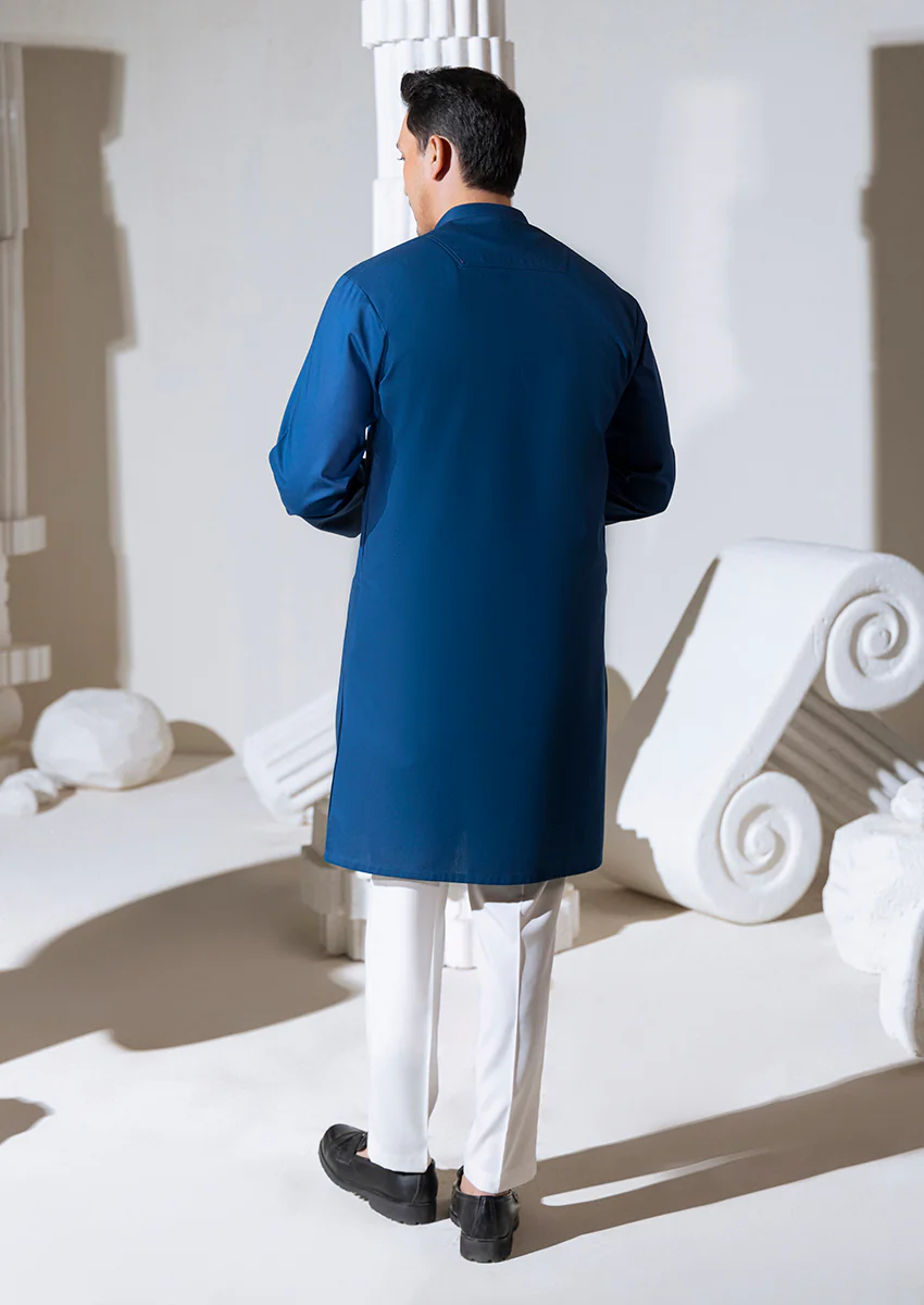 N-Blue-Cotton Dobby-Kurta - (M25KUS1004) - Image 2