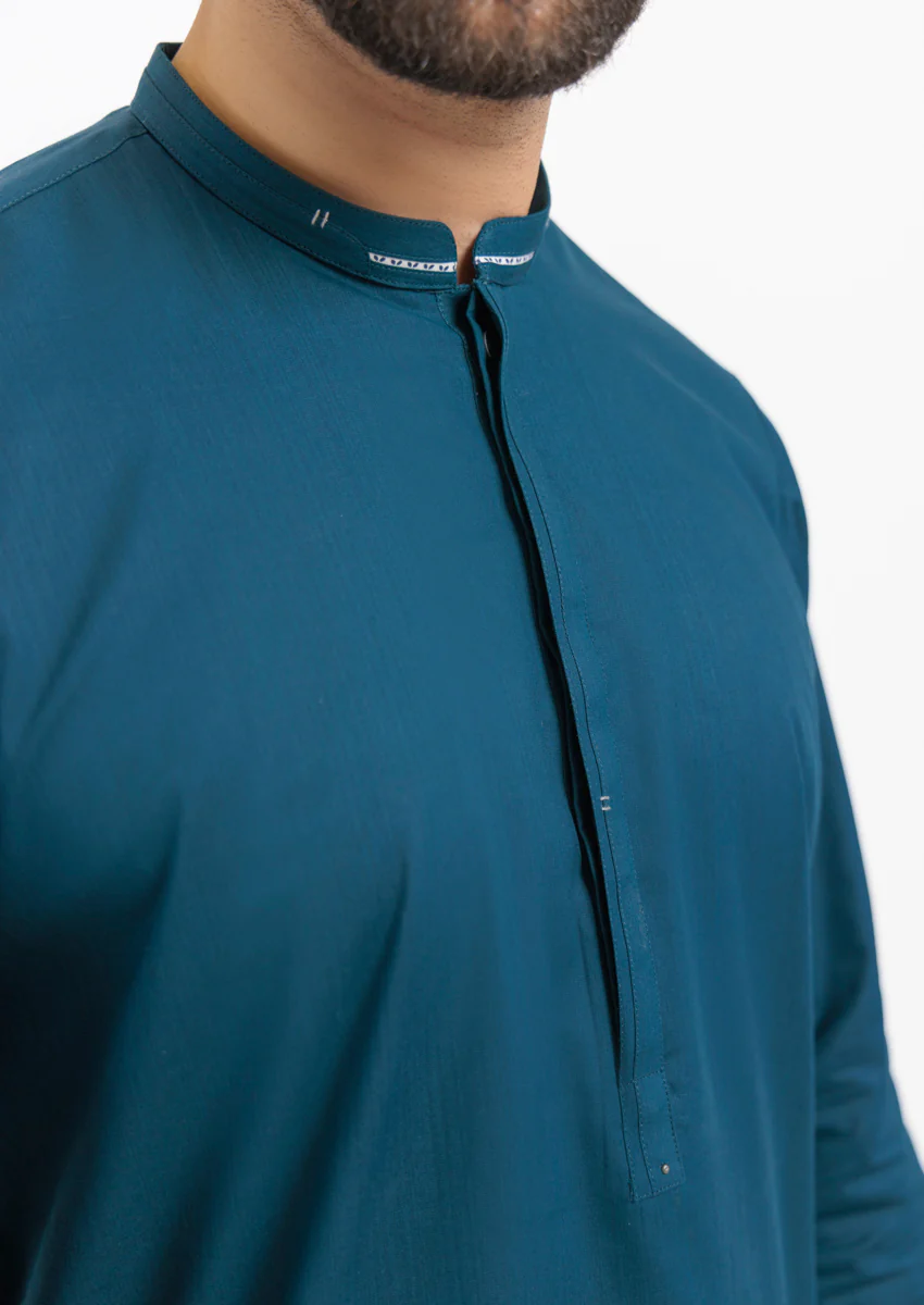 D-Teal-Cotton-Kurta - (M25KUS1006) - Image 3