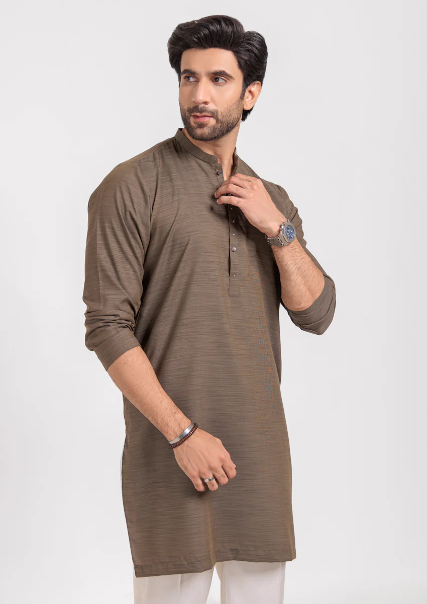 Olive-Blended-Kurta - (M25KUS1008) - Image 3