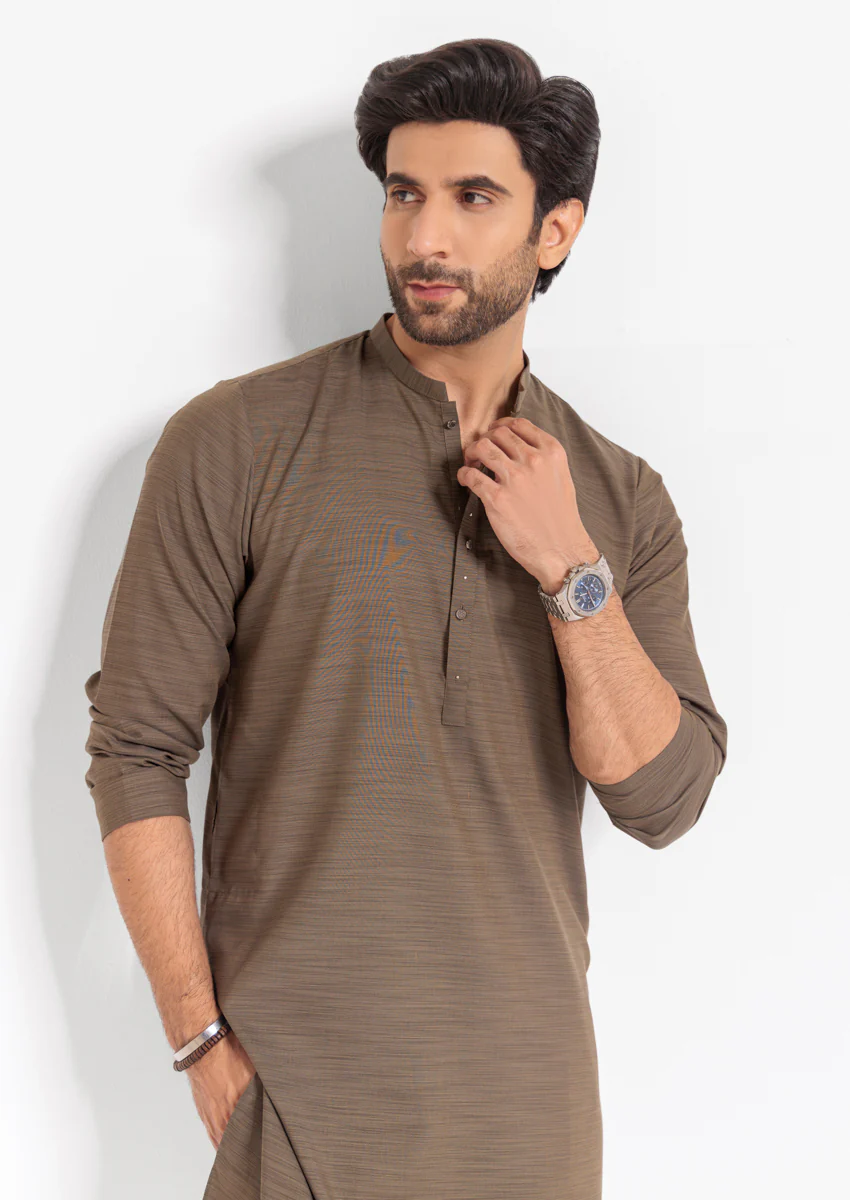 Olive-Blended-Kurta - (M25KUS1008) - Image 6