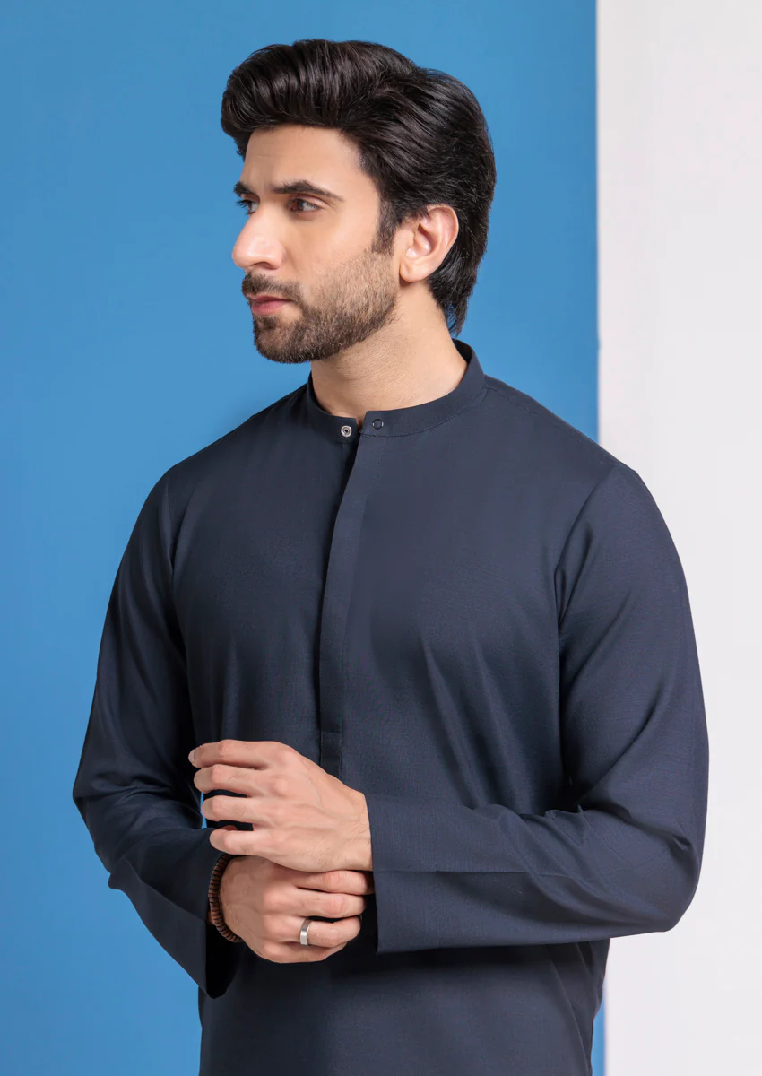 D-Navy-Blended-Kurta - (M25KUS1009) - Image 3
