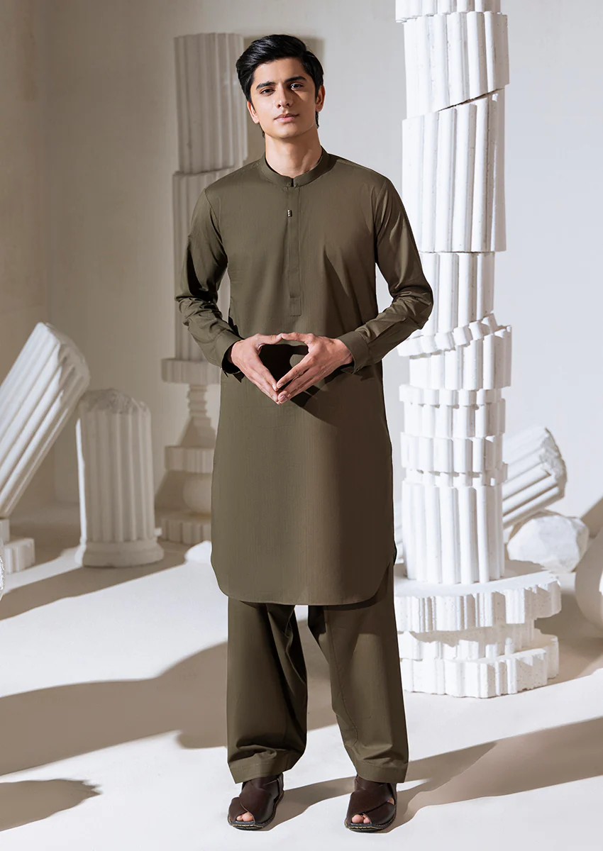 O-Green-Blended-Shalwar Suit - (M25SSE2036) - Image 5