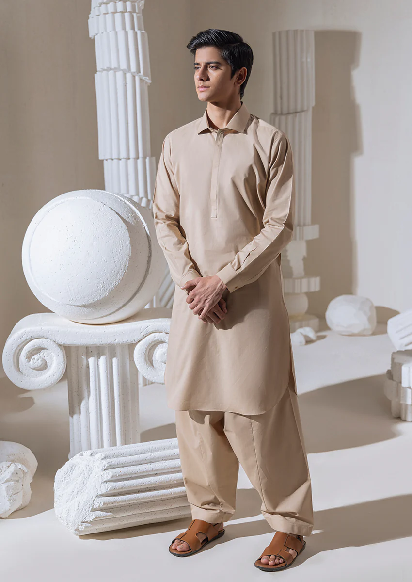 L-Brown-Blended-Shalwar Suit  - (M25SSE2037) - Image 4