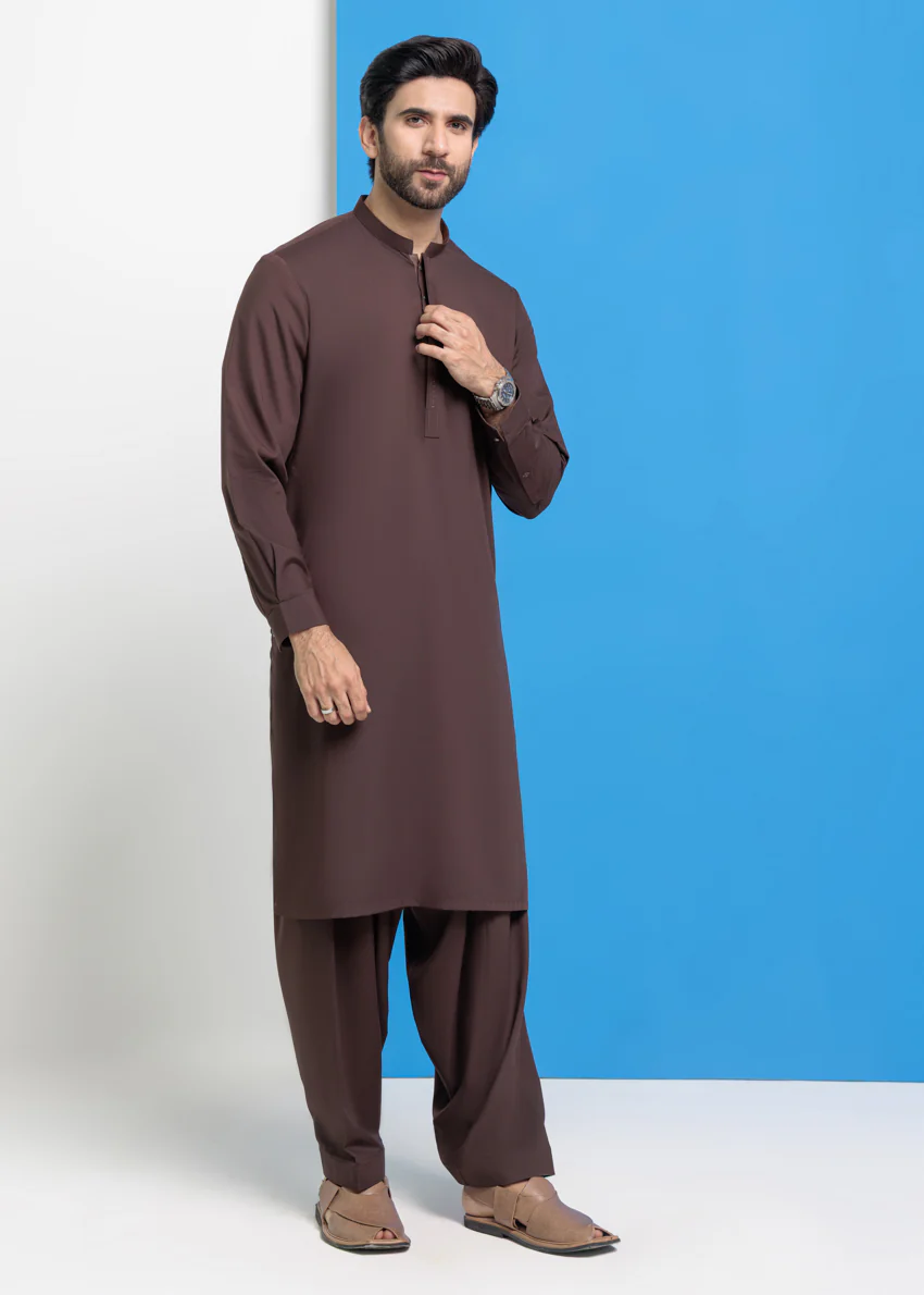 D-Brown-Blended-Shalwar Suit - (M25SSE2044) - Image 4
