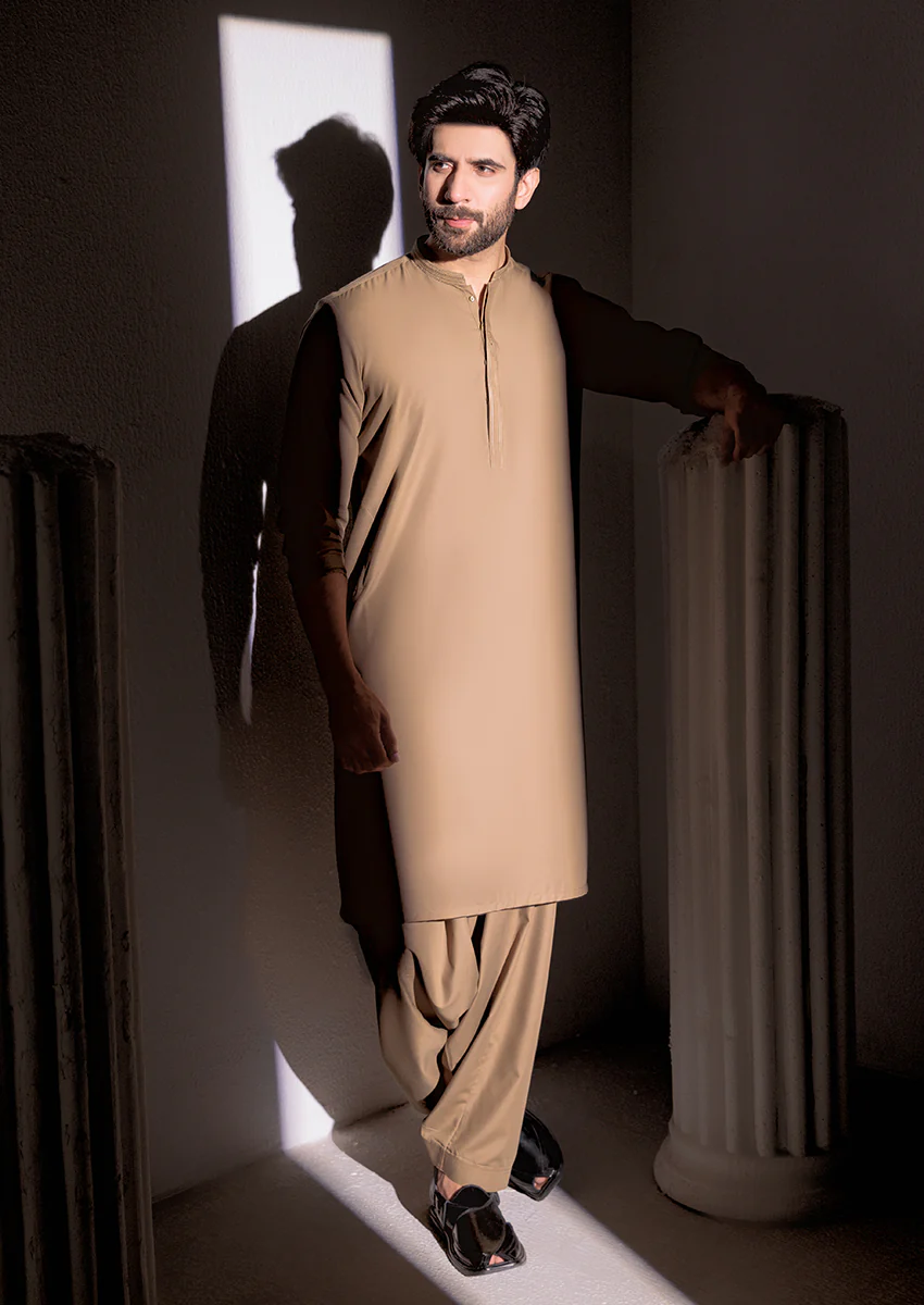 Olive-Blended-Shalwar Suit - (M25SSE2056) - Image 3