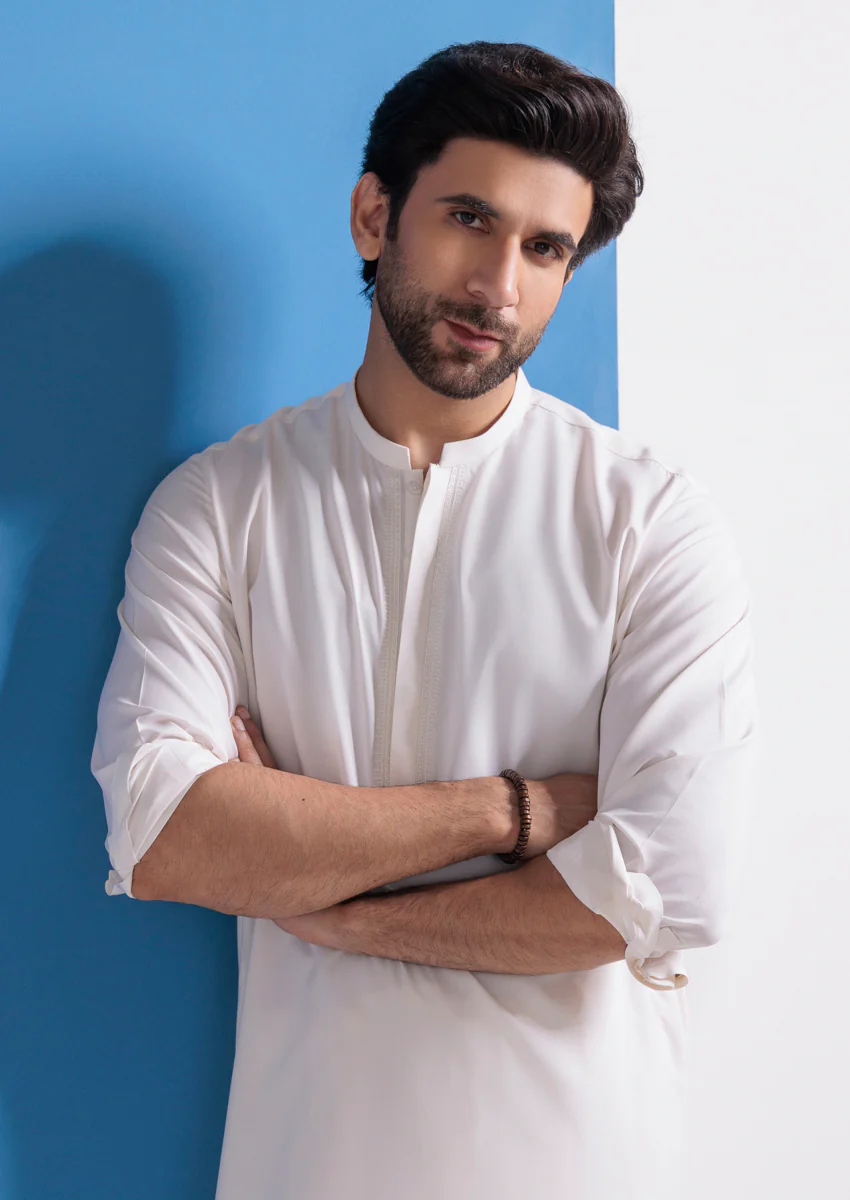 O-White-Blended-Shalwar Suit - (M25SSE2059) - Image 6