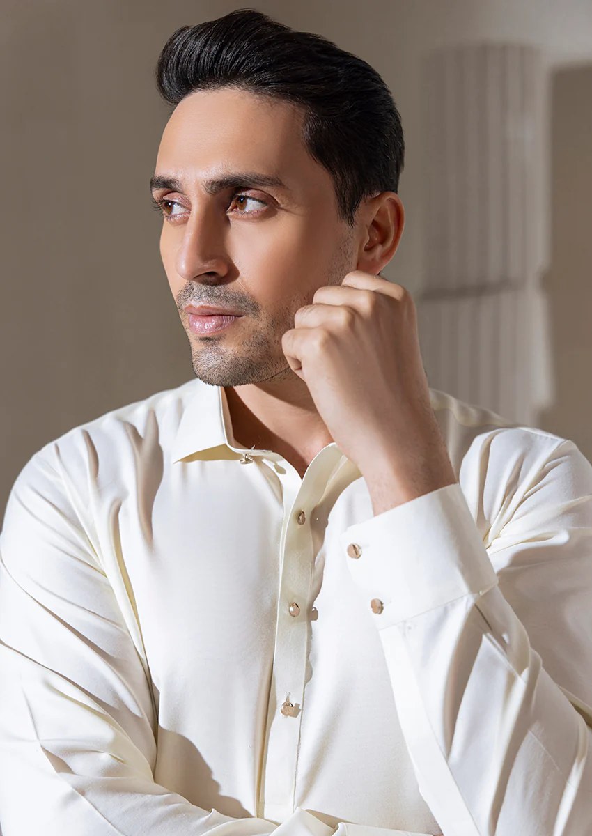 Cream-Blended-Shalwar Suit  - (M25SSS2005) - Image 5