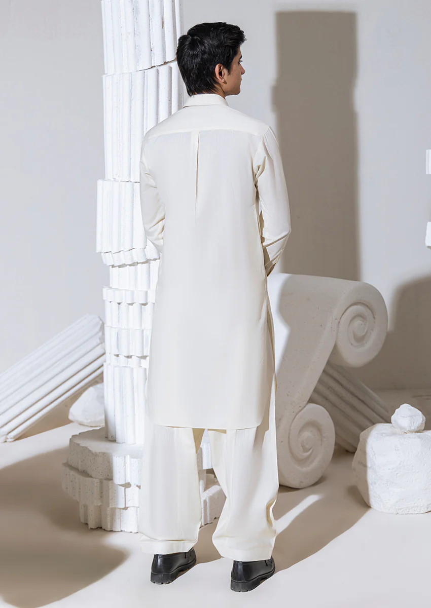 O-White-Blended-Shalwar Suit - (M25SSS2010) - Image 2