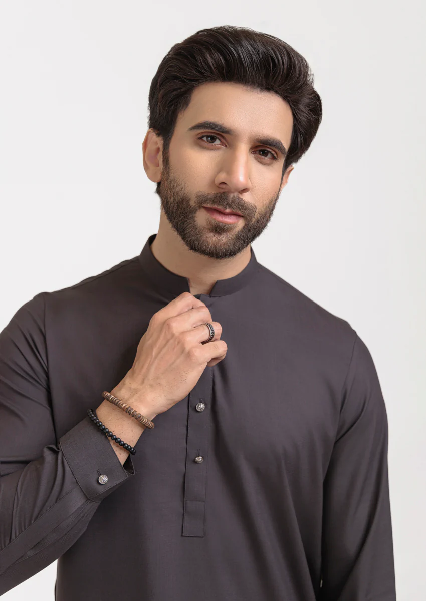 Charcoal-Blended-Kurta Shalwar - (M25SSS2014) - Image 5