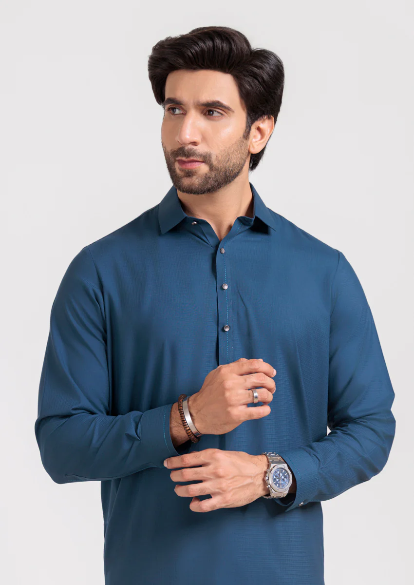 Teal-Blended-Shalwar Suit - (M25SSS2016) - Image 3
