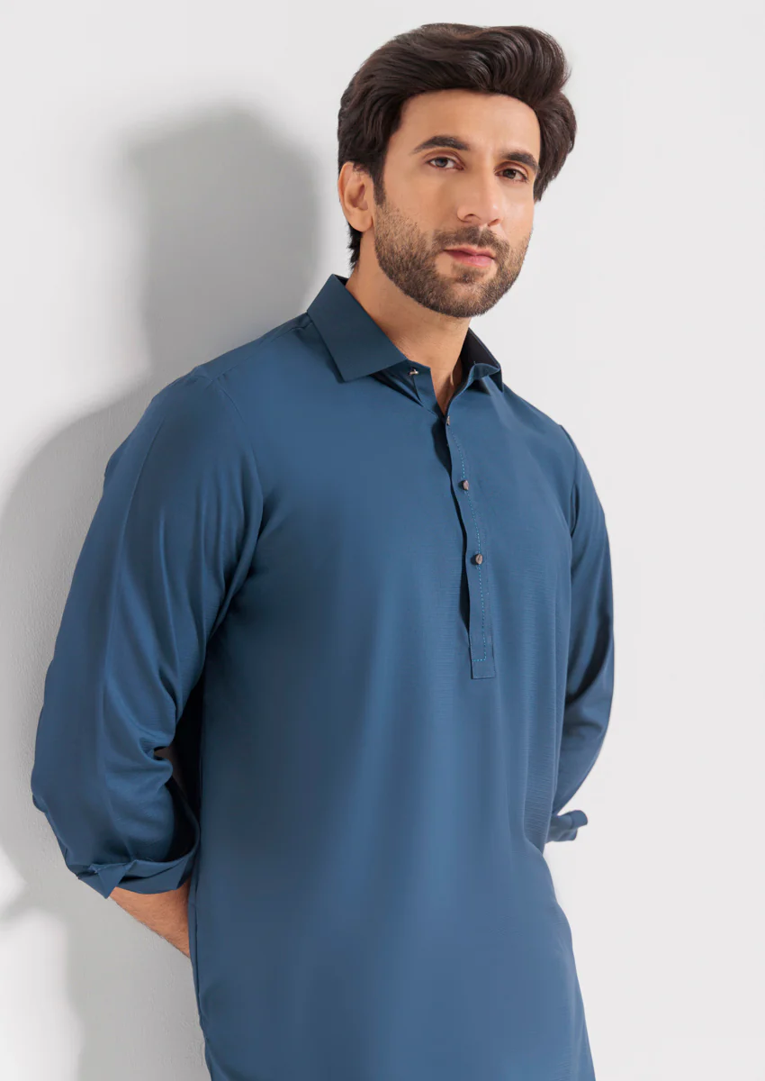 Teal-Blended-Shalwar Suit - (M25SSS2016) - Image 6