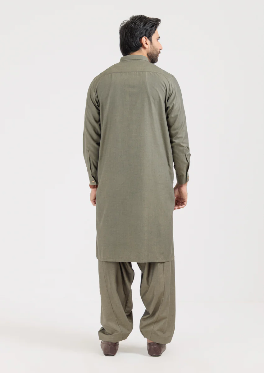 Olive-Blended-Shalwar Suit - (M25SSS2021) - Image 2