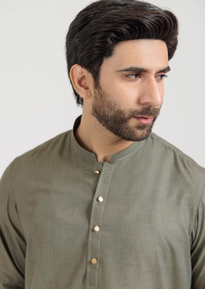 Olive-Blended-Shalwar Suit - (M25SSS2021) - Image 3