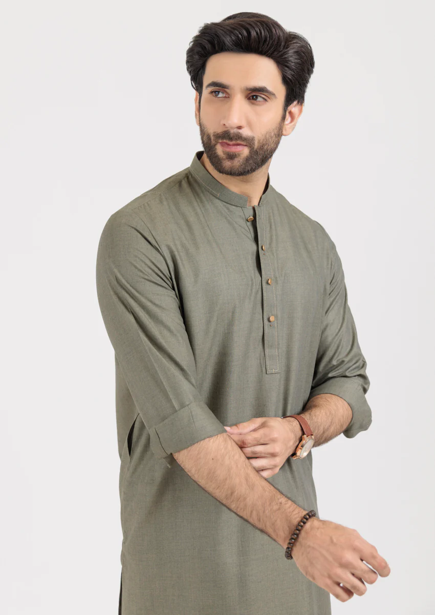 Olive-Blended-Shalwar Suit - (M25SSS2021) - Image 5