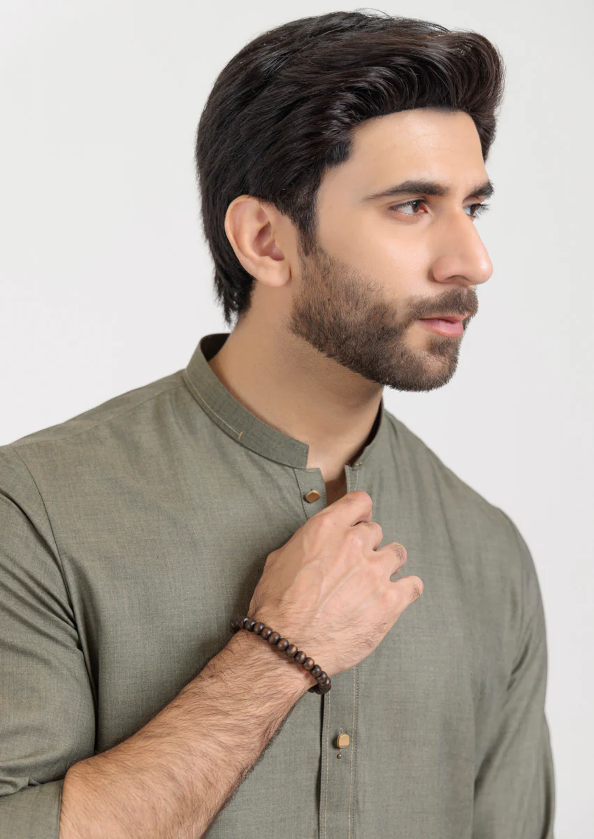 Olive-Blended-Shalwar Suit - (M25SSS2021) - Image 6