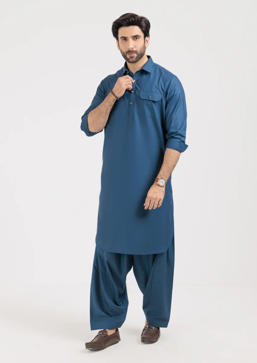 DNM-Blue-Blended-Shalwar Suit - (M25SSS2024) - Image 4