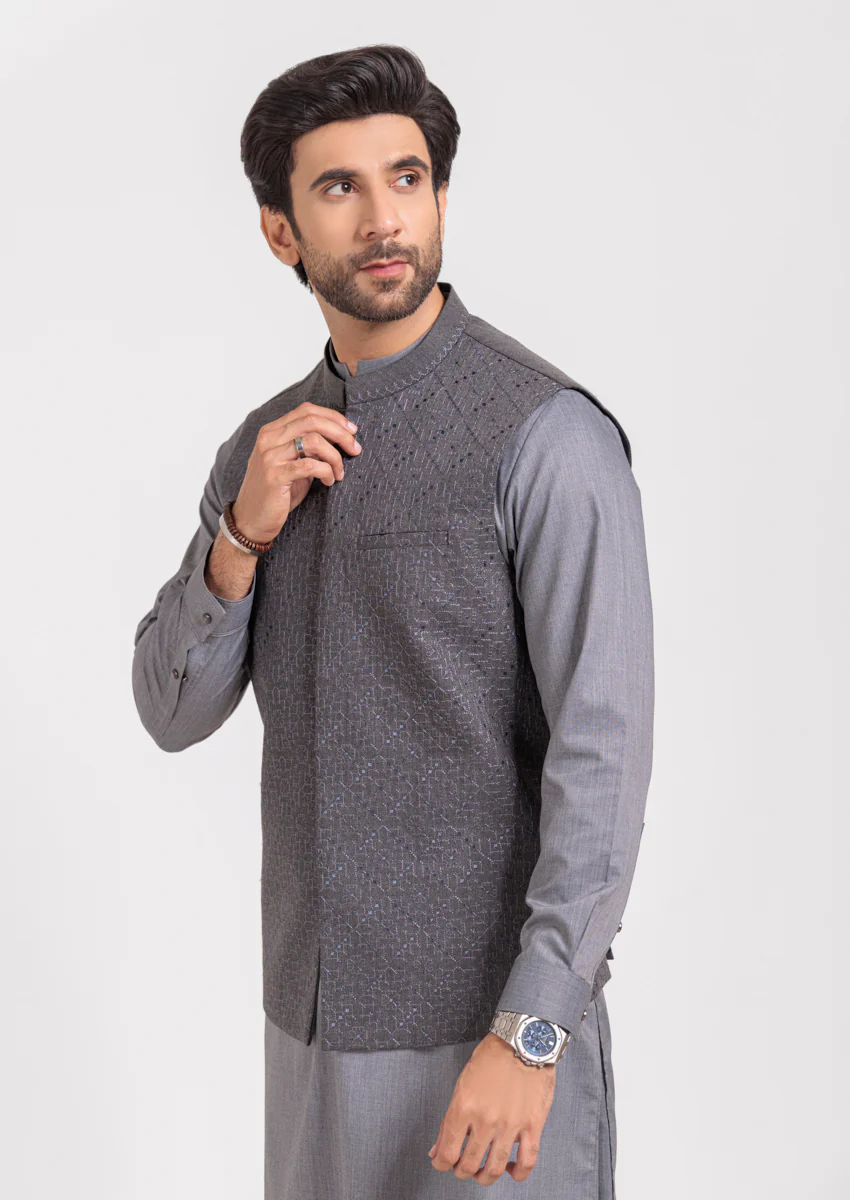 Grey-Blended-Waist Coat - (M25WCE1005) - Image 4