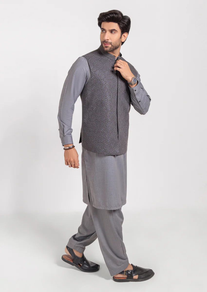Grey-Blended-Waist Coat - (M25WCE1005) - Image 7