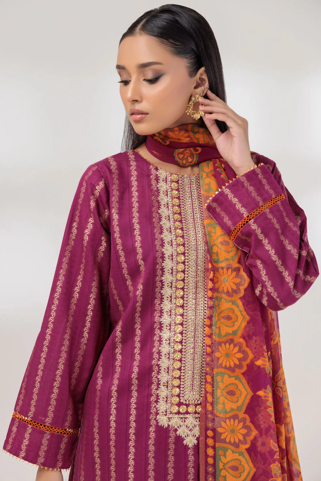 MAGENTA-JACQUARD-3 PIECE (BSHS233P10) - Image 3