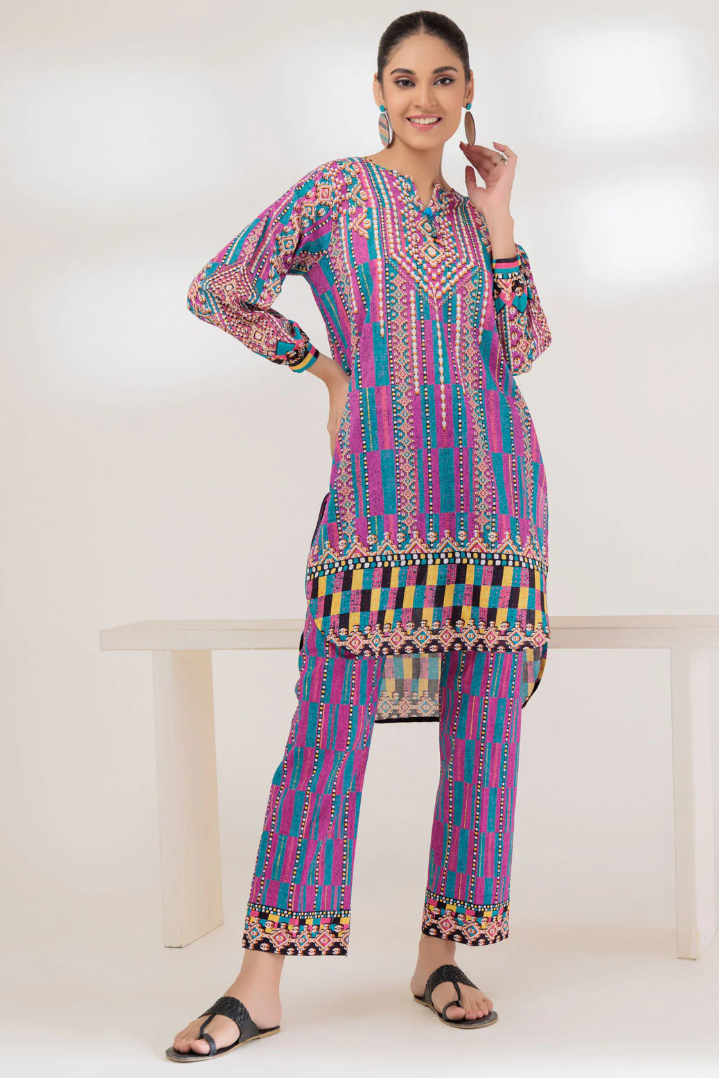 MAGENTA-LAWN-2 PIECE (BAAK232P01) - Image 4