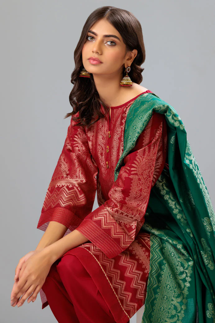 MAR00N-JACQUARD-3 PIECE (JHS233P03) - Image 2