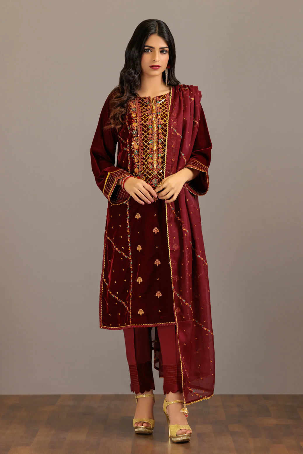 MAR00N-VELVET-3 PIECE (WSS223P122) - Image 3