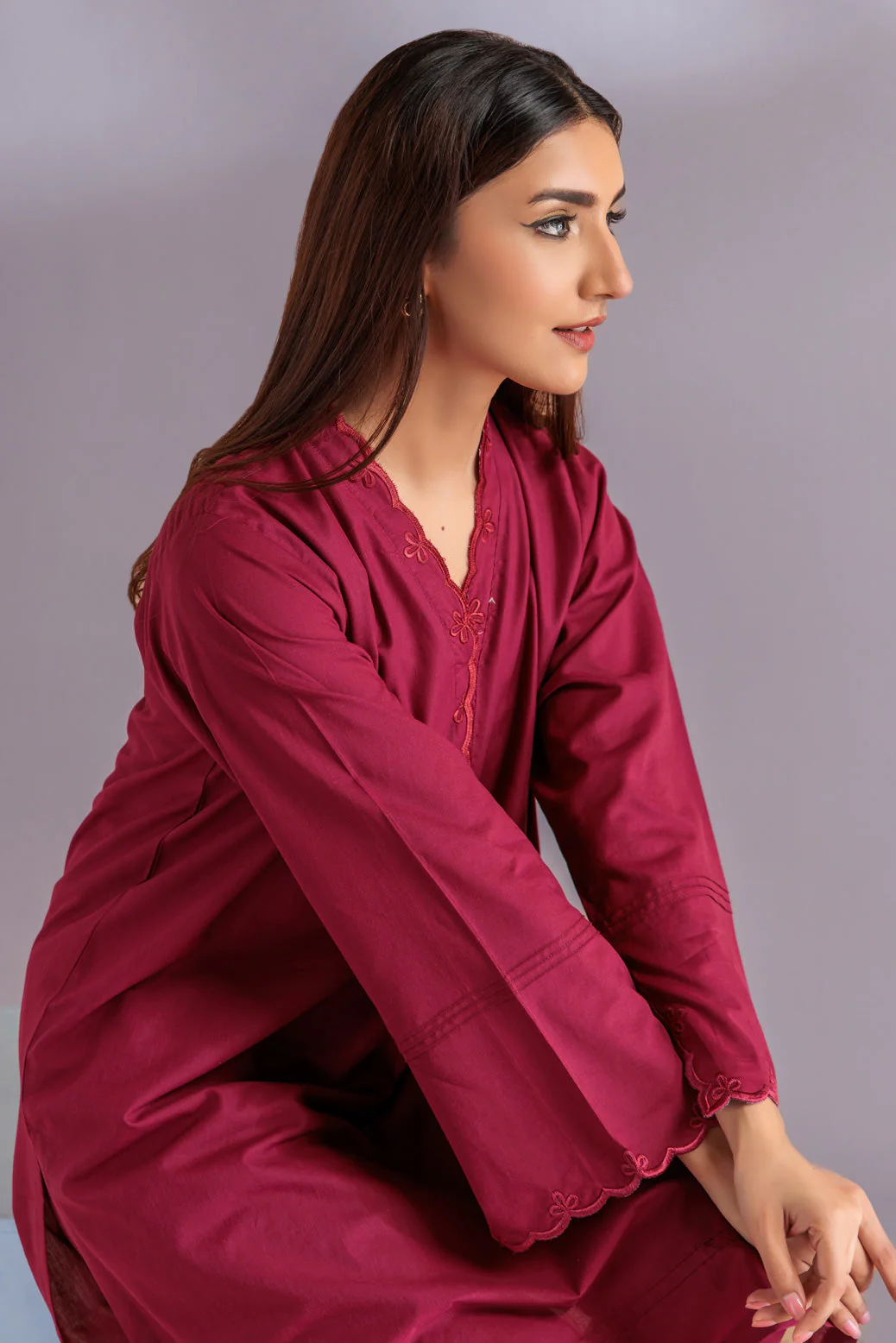 MAROON-CAMBRIC-2 PIECE (SRLS232P19) - Image 2