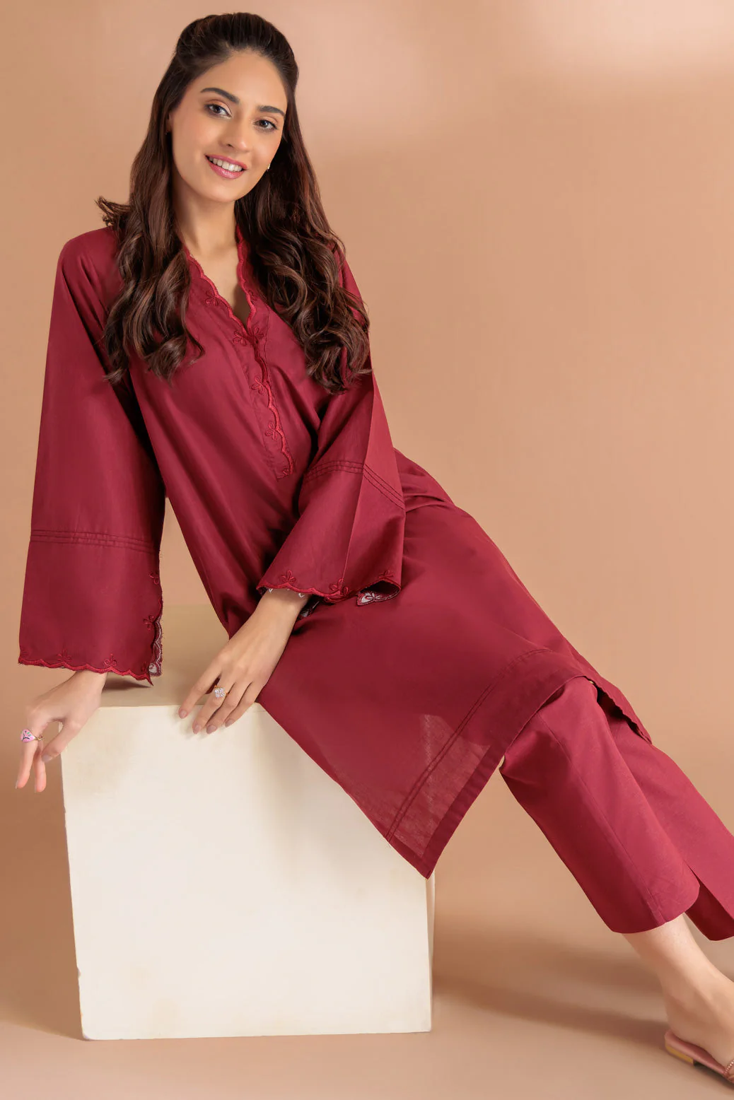 MAROON-CAMBRIC-2 PIECE (SRLS232P21) - Image 2