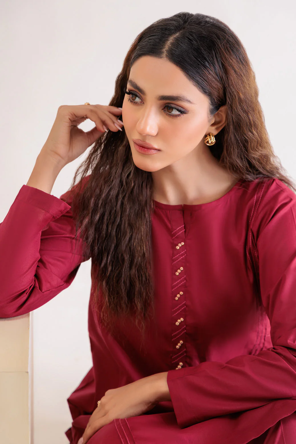MAROON-CAMBRIC-2 PIECE (SS2242P21) - Image 2