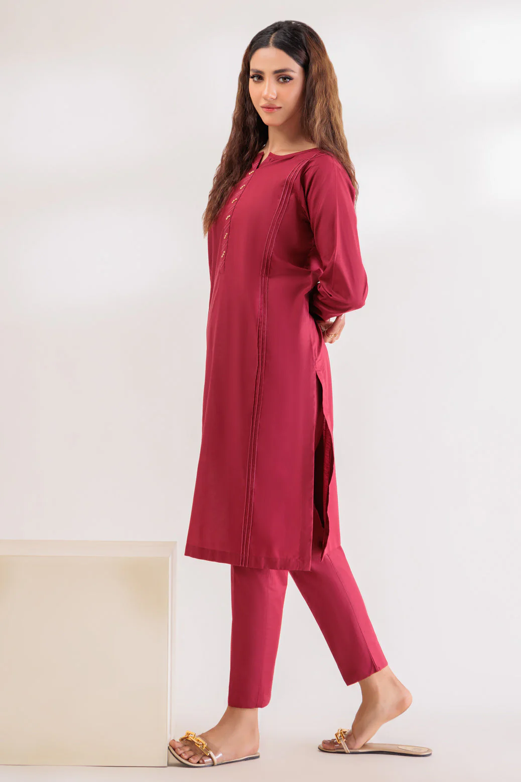 MAROON-CAMBRIC-2 PIECE (SS2242P21) - Image 3