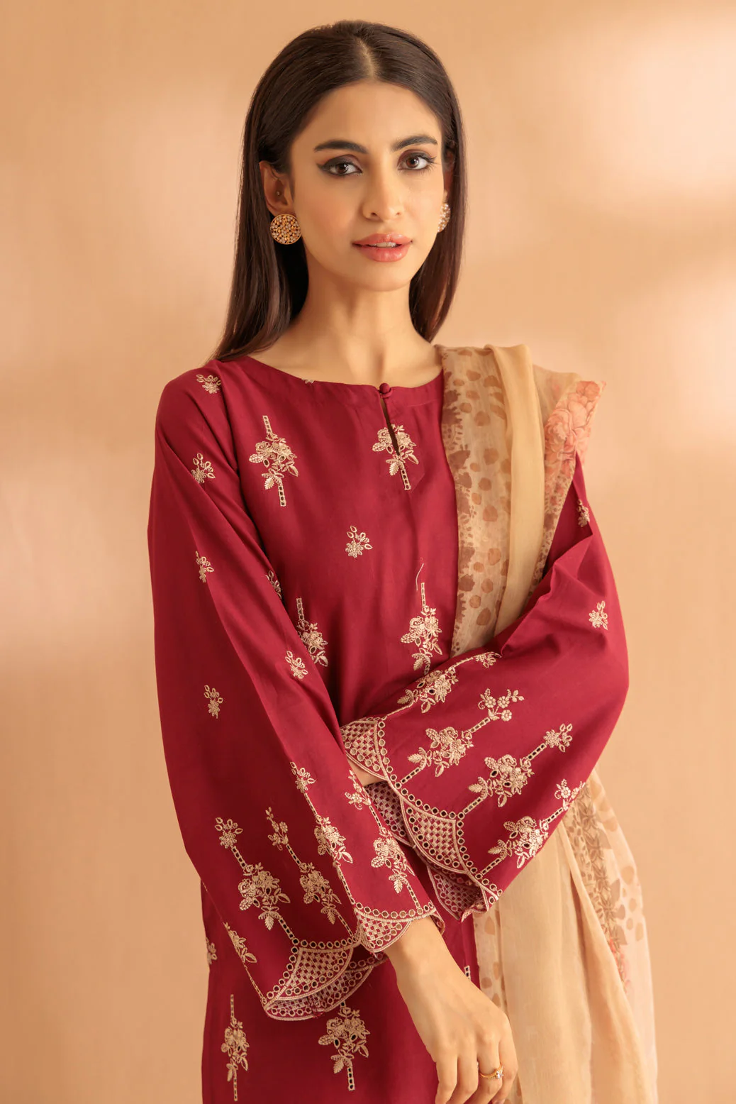 MAROON-CAMBRIC-3 PIECE (SS1243P02) - Image 2