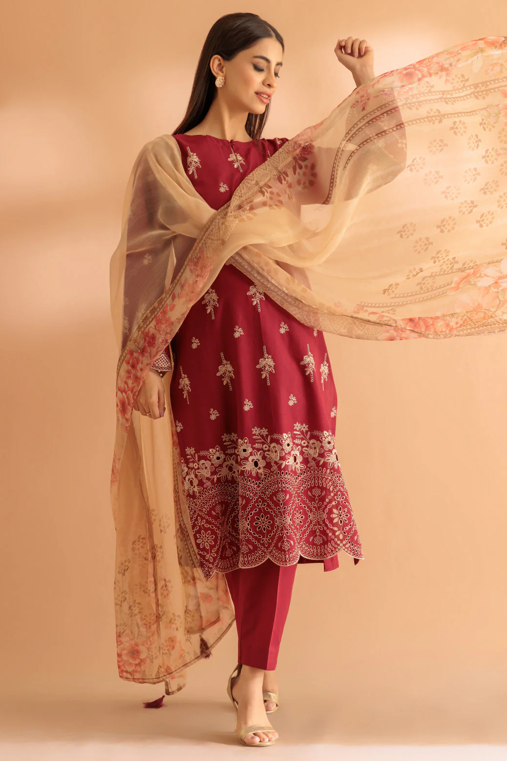 MAROON-CAMBRIC-3 PIECE (SS1243P02) - Image 3