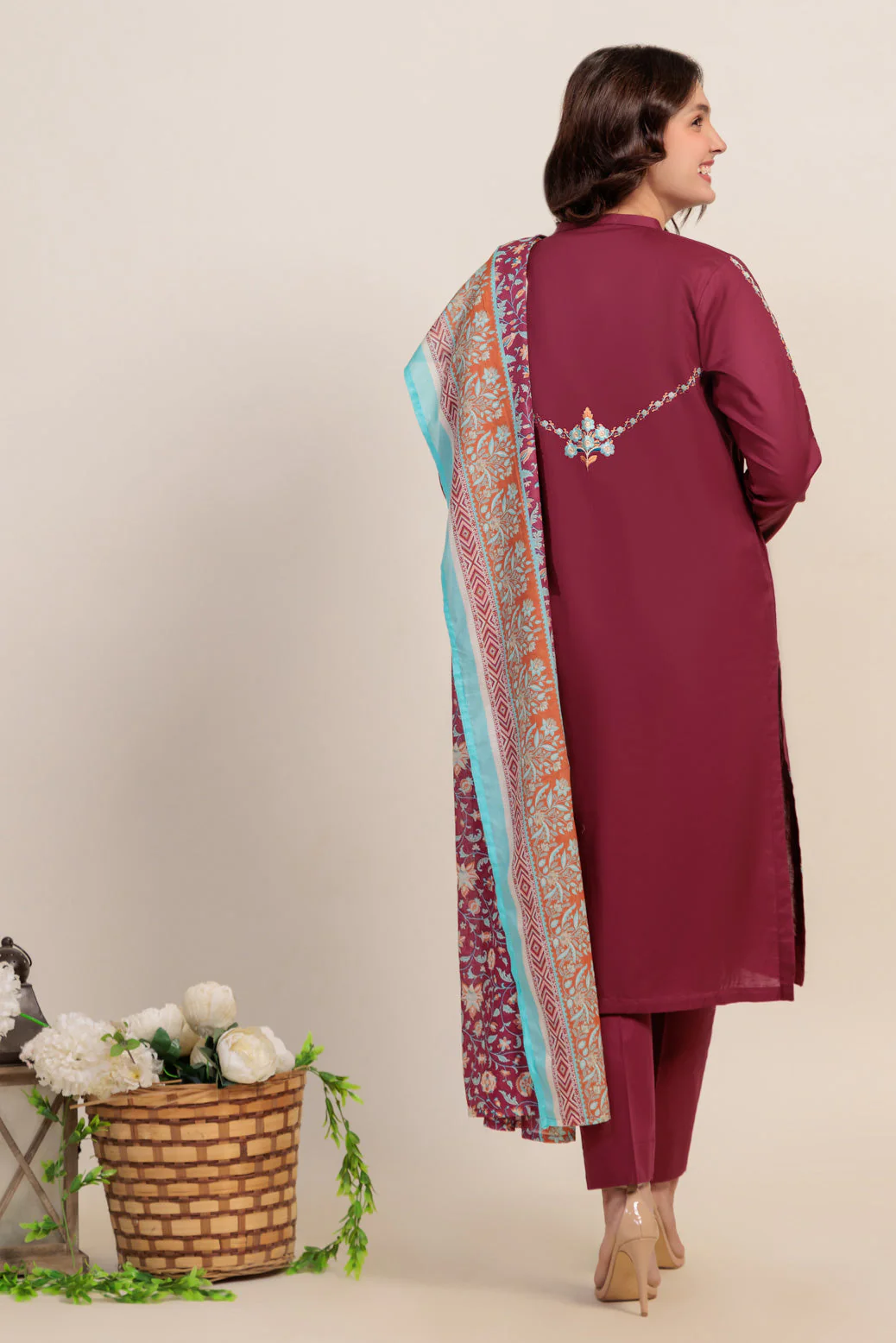MAROON-CAMBRIC-3 PIECE (SS1243P23) - Image 5