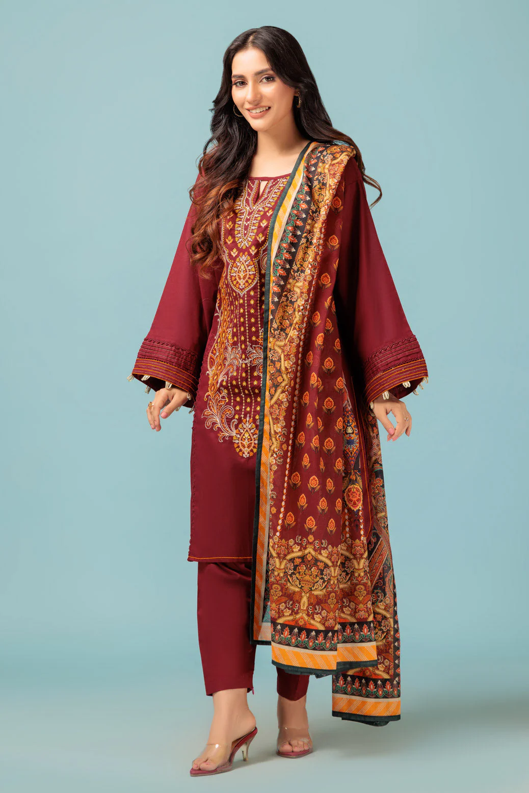 MAROON-CAMBRIC-3 PIECE (SSS233P108) - Image 4