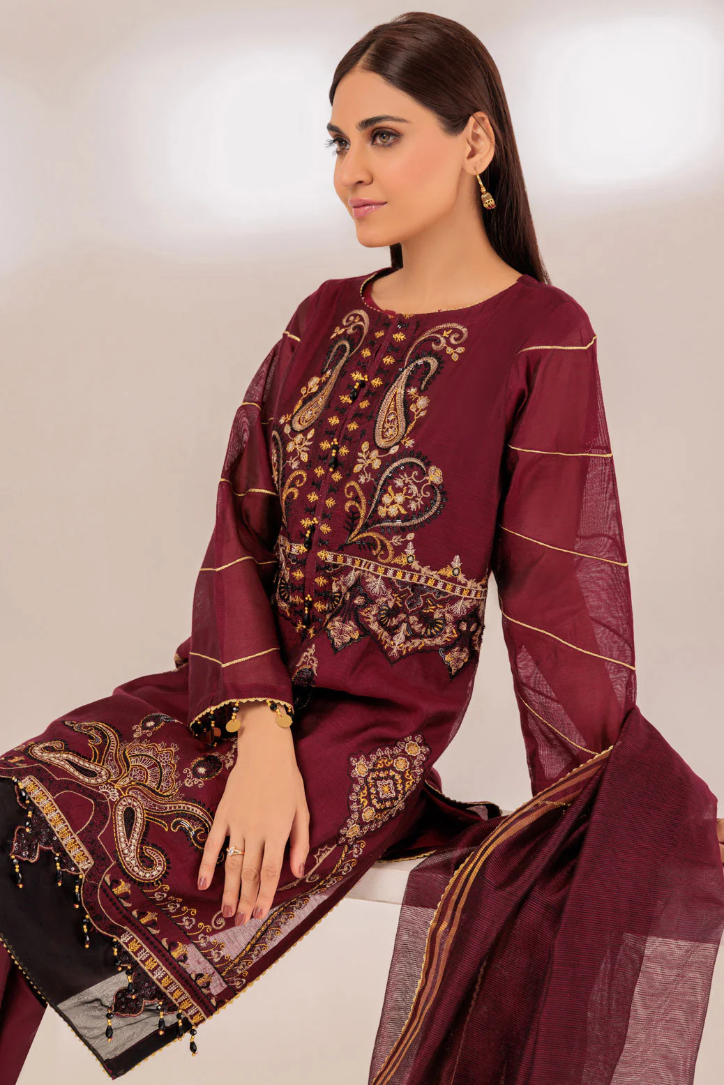 MAROON-COTTON-3 PIECE (BS4H223P06) - Image 2