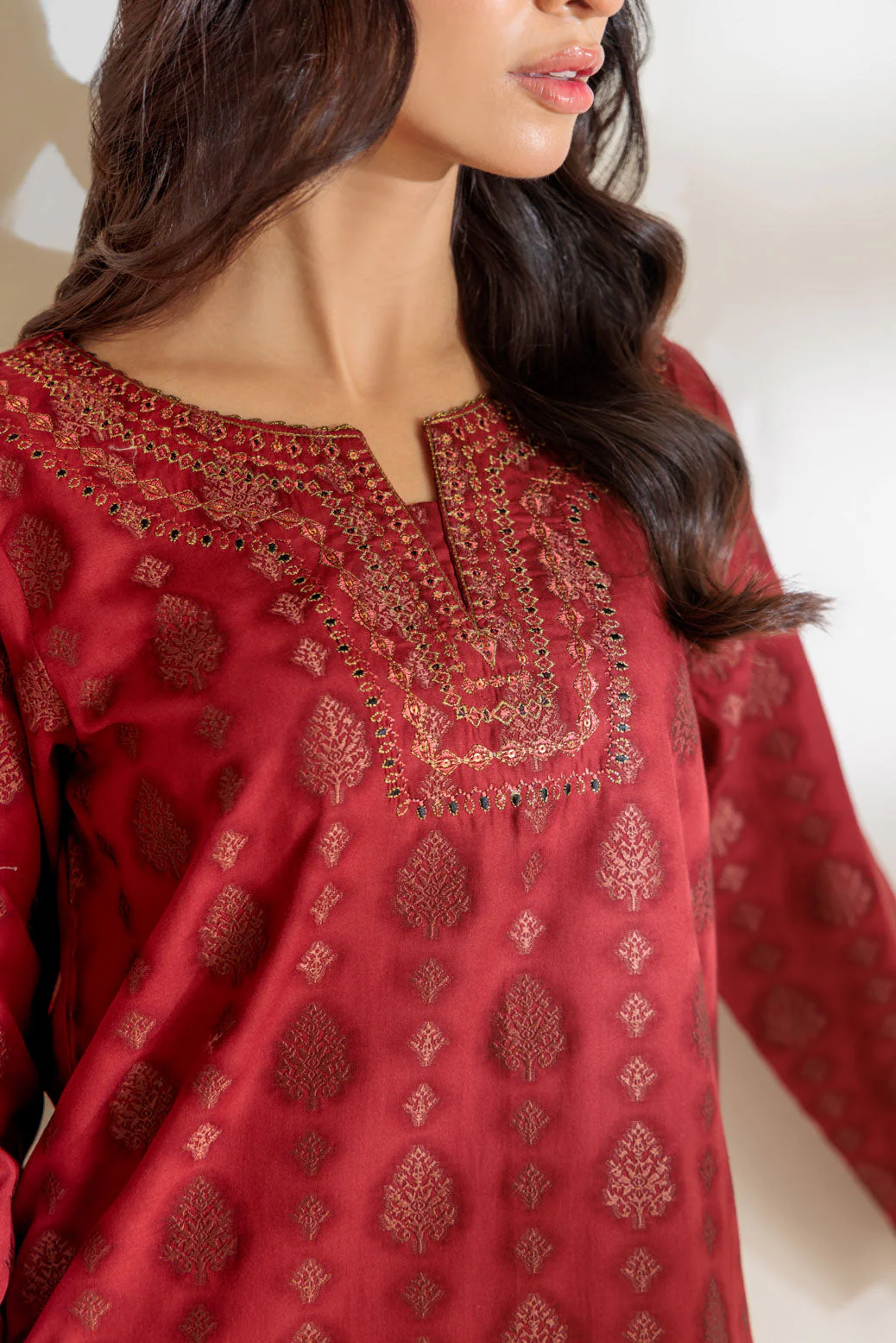 MAROON-JACQUARD-2 PIECE (SS2242P52) - Image 2