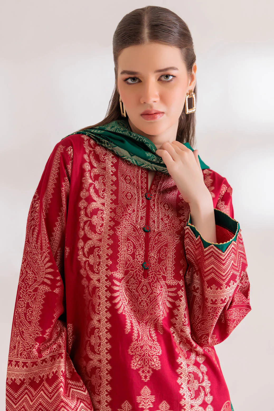 MAROON-JACQUARD-3 PIECE (PWJ5233P07) - Image 2